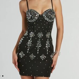 Windsor Rhinestone corset Mini Dress XS